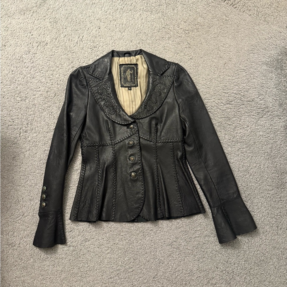 My Tribe Black Leather Women's Blazer